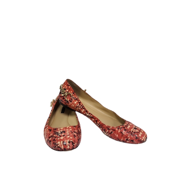 Rachel Zoe Multi Colored flats with gold chain detail on heel size 11M - Picture 1 of 12